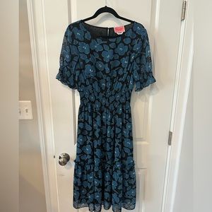 Kate Spade Blue Floral Midi Dress Size L
